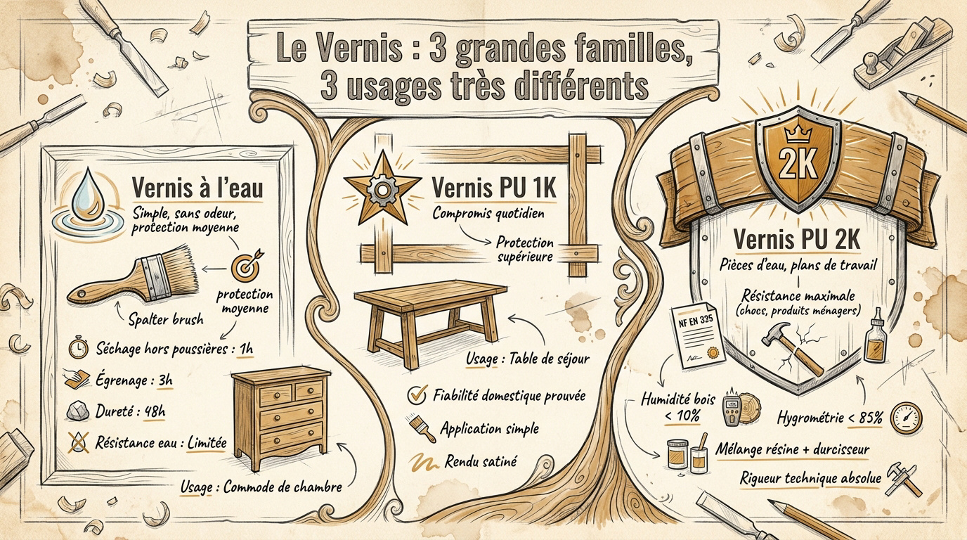 Comparaison des types de vernis pour meubles en bois