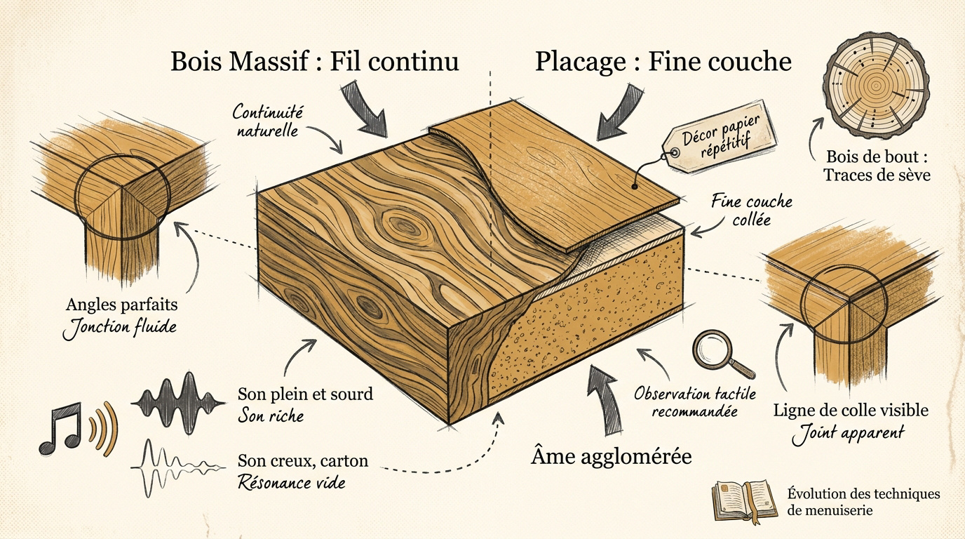 Comparaison bois massif et placage