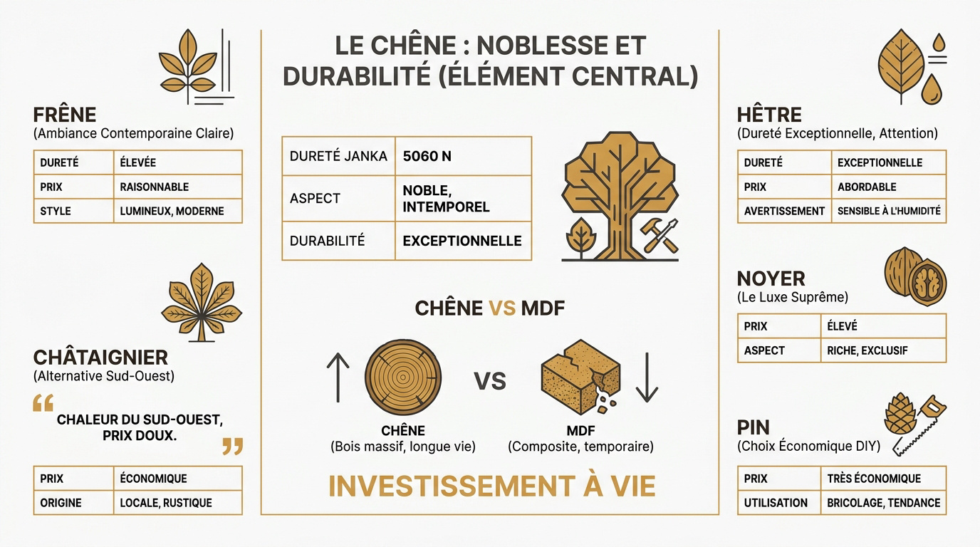 Sélection d'essences de bois massif pour la conception d'un dressing artisanal