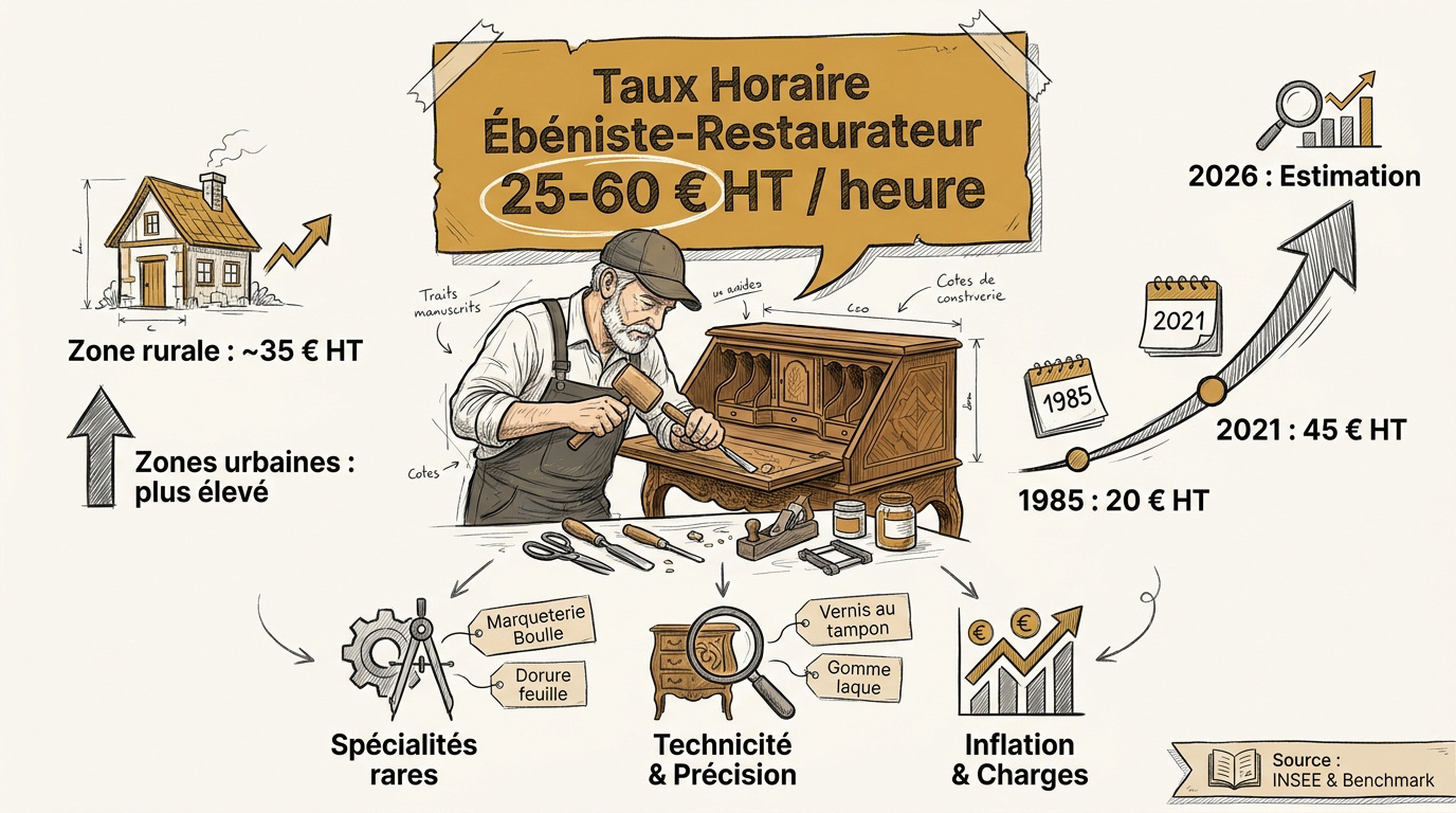 Atelier d'ébénisterie avec outils traditionnels pour la restauration de meubles anciens